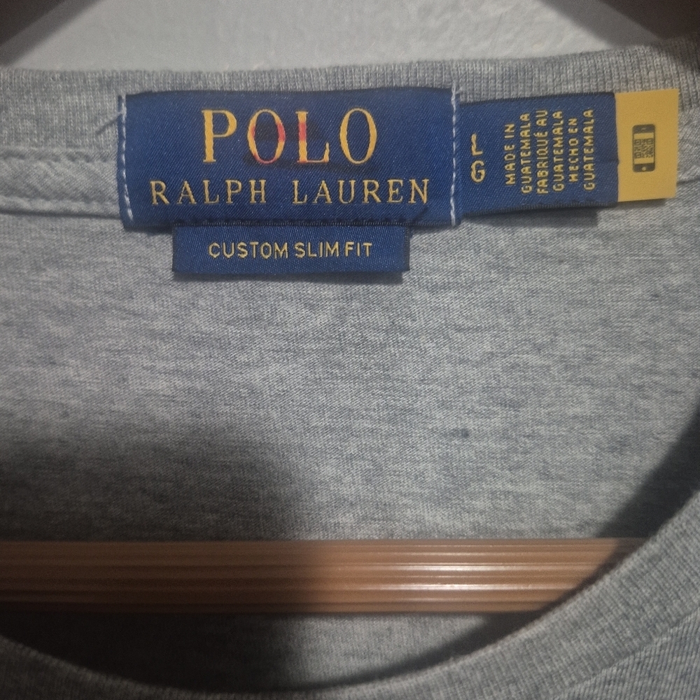 Polo Ralph Lauren Polo Bear Fishing Graphic T Shirt Gray Custom Slim Fit Men's L - Picture 4 of 5